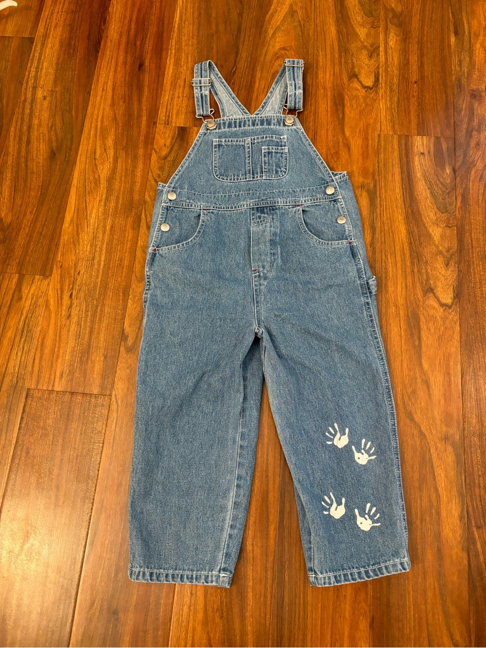 Baby Gap Vintage y2k 2000 denim overalls white handprints